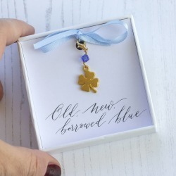 Something Blue Lucky Four Leaf Clover Charm