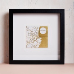 Personalised Gold Foil Square Map Picture