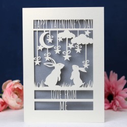 Personalised Papercut Bunny Valentine's Card