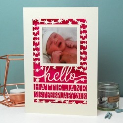 Papercut Hello New Baby Photo Keepsake Card