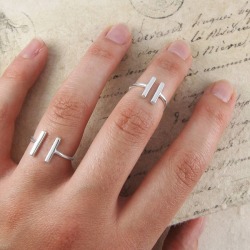 Adjustable Sterling Silver Double Bar Ring