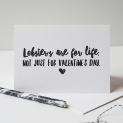 Lobsters Are For Life Valentine's Day Card