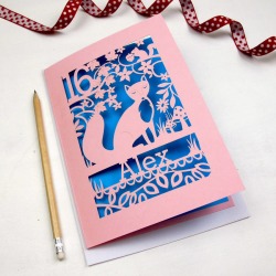 Personalised Papercut Fox Birthday Card