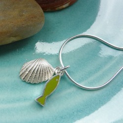 Silver Shell And Fish Pendant