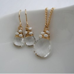 Crystal Quartz And Pearl Set
