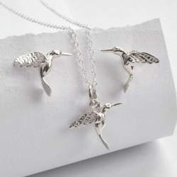 Silver Hummingbird Jewellery Set