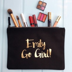 Personalised Gold Foil Go Girl Make Up Bag