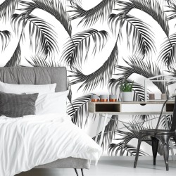 Monochrome Palm Leaf Self Adhesive Wallpaper