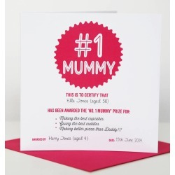 Personalised Number One Mummy Card