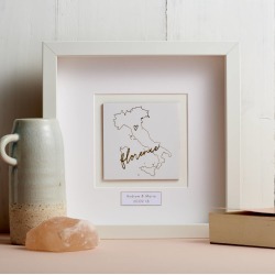 Personalised Gold Foil Line Map Picture