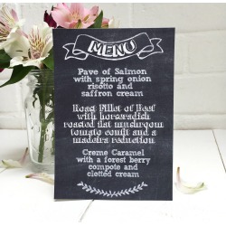 Chalk Wedding Breakfast Menu Card