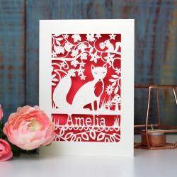 Personalised Papercut Fox Birthday Card