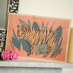 Tiger In Jungle Timbergram Wooden Art Print