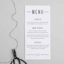 Graphic Type Wedding Menu Card