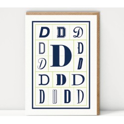 'D' Alphabet Greetings Card