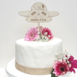 Personalised Wooden Plane Wedding Cake Topper