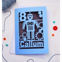 Personalised Papercut Robot Birthday Card
