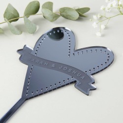 Mirror Heart Wedding Cake Topper