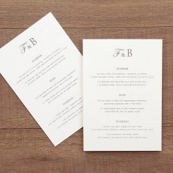 Letterpress Style Wedding Table Menu