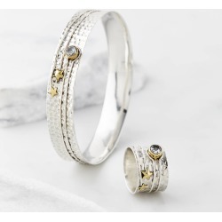 Celestial Moon Topaz Ring And Bangle Set