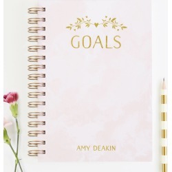 Personalised Goals Notebook Blush Gold Foil