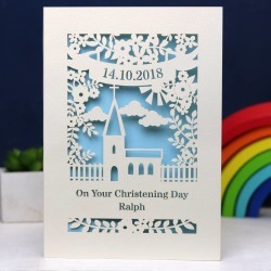 Personalised Papercut Floral Christening Card