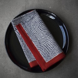 Orange And Grey Block Print Napkin