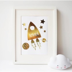 Personalised Gold Foil Rocket Print