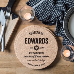 Set Of Four Personalised Cork Placemats