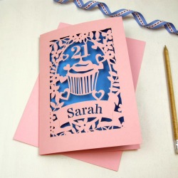Personalised Papercut Cupcake Birthday Card