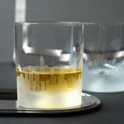 Pair Of Glass Hong Kong Skyline Tumblers
