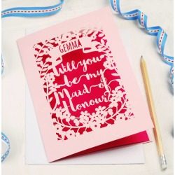 Personalised Papercut Maid Of Honour Card