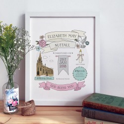 Personalised Girl's Christening/Baptism Print