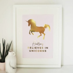Personalised Gold Foil Unicorn Print