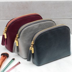 Luxury Leather Cosmetic Or Toiletries Bag