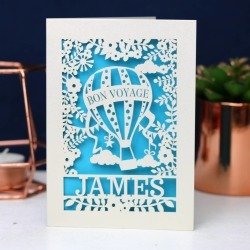 Personalised Papercut Bon Voyage Card