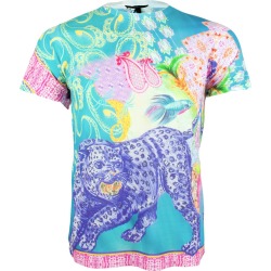 Unisex Blue Leopard Palm Tree Printed T Shirt Tee