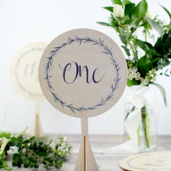 Botanical Wedding Table Number, Wood