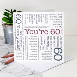60th Birthday Card 'You're 60!' Quotes