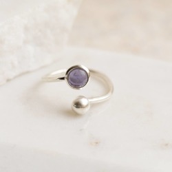 Adjustable Silver Birthstone Ring September: Sapphire