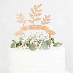 Botanical Banner Wedding Cake Topper
