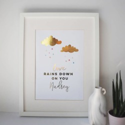 Love Rains Down Personalised Gold Foil Print