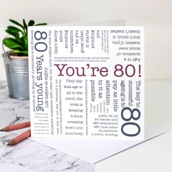 80th Birthday Card 'You're 80!' Quotes
