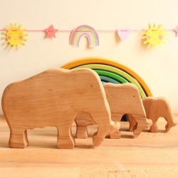 Wooden Toy Family Of Mammoths