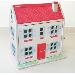 Wooden Dolls House Complete With Family And Furniture