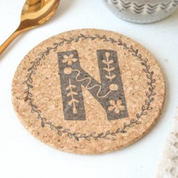 Personalised Cork Coaster, Initial