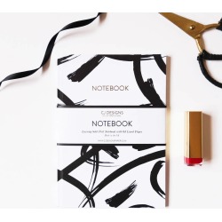 White With Black Paint Splashed A5 Gold Foil Notebook
