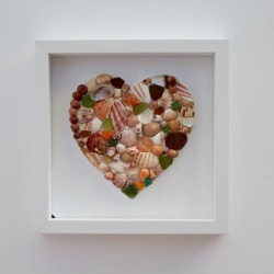 Framed Beach Love Heart Mixed Media Picture