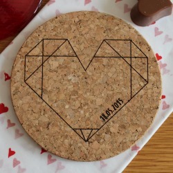 Personalised Cork Coaster, Origami Heart