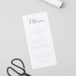 Minimalist Wedding Menu Card